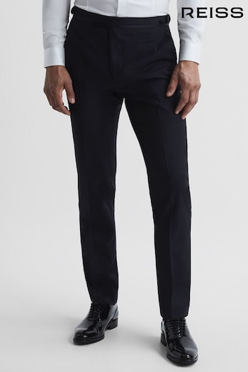 Reiss Navy Poker Standard Trim Modern Fit Tuxedo Trousers Netherlands (C01243) | £158