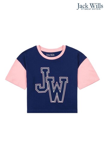Jack Wills Navy Blue Varsity Colourblock T-Shirt (C01256) | £20 - £27.50