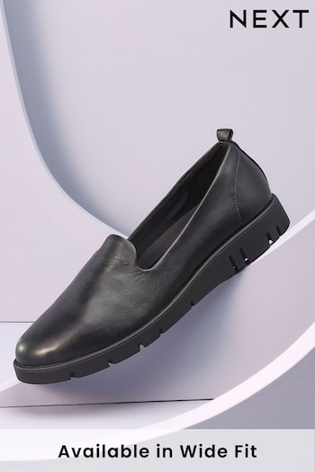 Black Forever Comfort® With Motionflex Leather Slip-On Shoes (C01285) | £54