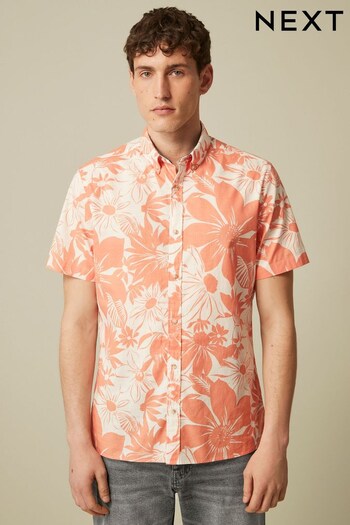 Orange Hawaiian Printed Short Sleeve Shirt (C01374) | £15
