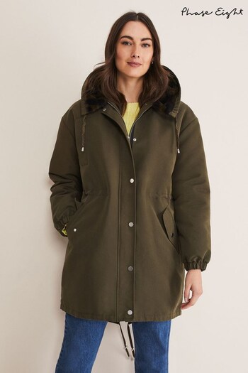 Phase Eight Green Clara Shower Proof Parka (C01378) | £179