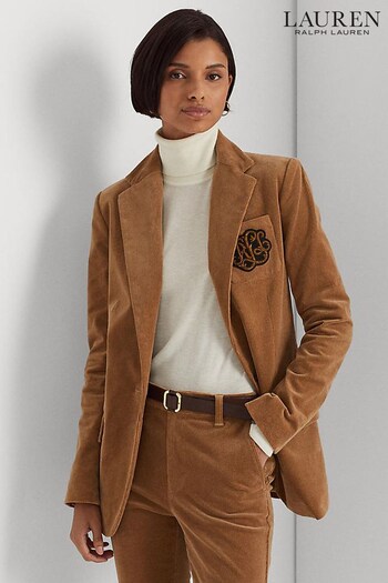 Lauren Ralph Lauren Camel Brown Nathee Crest Logo Blazer (C01449) | £339