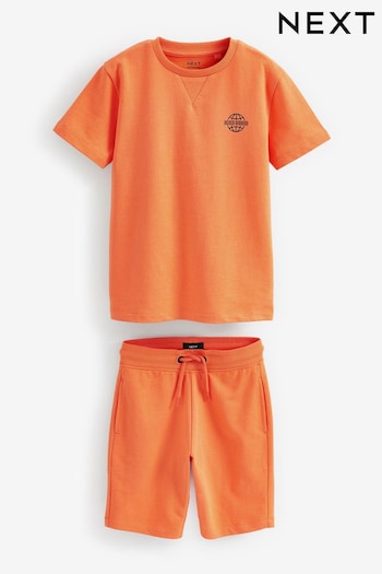 Orange Short Sleeve T-Shirt And Shorts Set (3-16yrs) (C01671) | £13 - £21