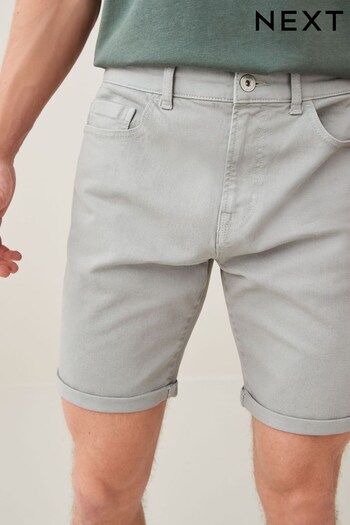 Pale Grey Straight Stretch Denim Shorts (C01857) | £24