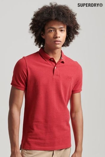 Superdry Hike Red Marl Classic Pique stripe Polo Shirt (C01899) | £40