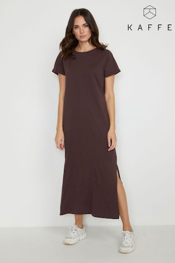 Kaffe Celina Brown Maxi T-Shirt Dress (C01931) | £40
