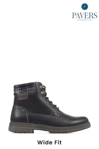 Pavers Wide Fit Hiker Black Ankle Boots (C01935) | £45