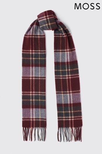 MOSS Grey Check Recycled Cashmink Scarf (C02008) | £30