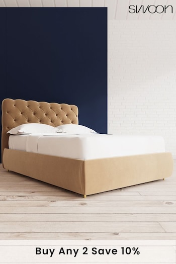 Swoon Easy Velvet Biscuit Natural Burbage Divan Bed (C02269) | £1,199 - £1,289