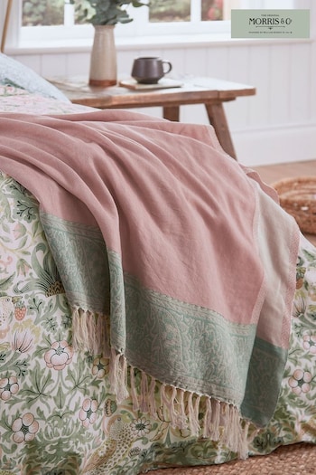 Morris & Co Pink Strawberry Thief/Severne Throw (C02331) | £165