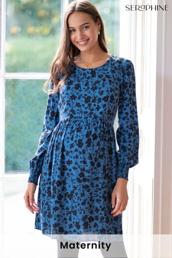 Seraphine Blue Pleat Detail Tiered Dress (C02389) | £65
