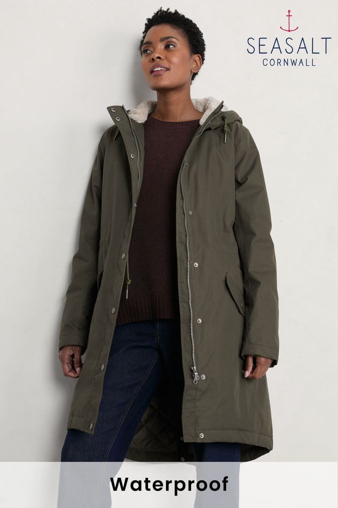 Seasalt Cornwall Green Petite Waterproof Plant Hunter 2 Coat (C02652) | £160