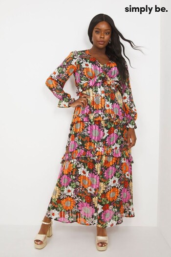 Simply Be Black Floral Tiered Maxi Dress (C02732) | £55