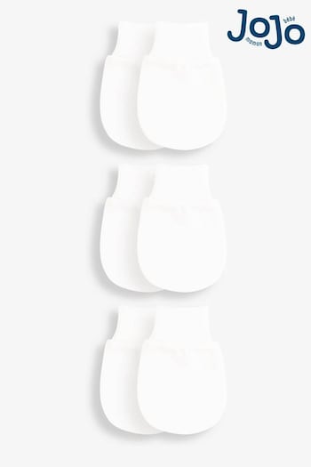 JoJo Maman Bébé White 3-Pack Scratch Mitts (C02783) | £5