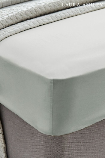 Laura Ashley Sage Green 200 Thread Count Cotton Fitted Sheet (C02950) | £25 - £35