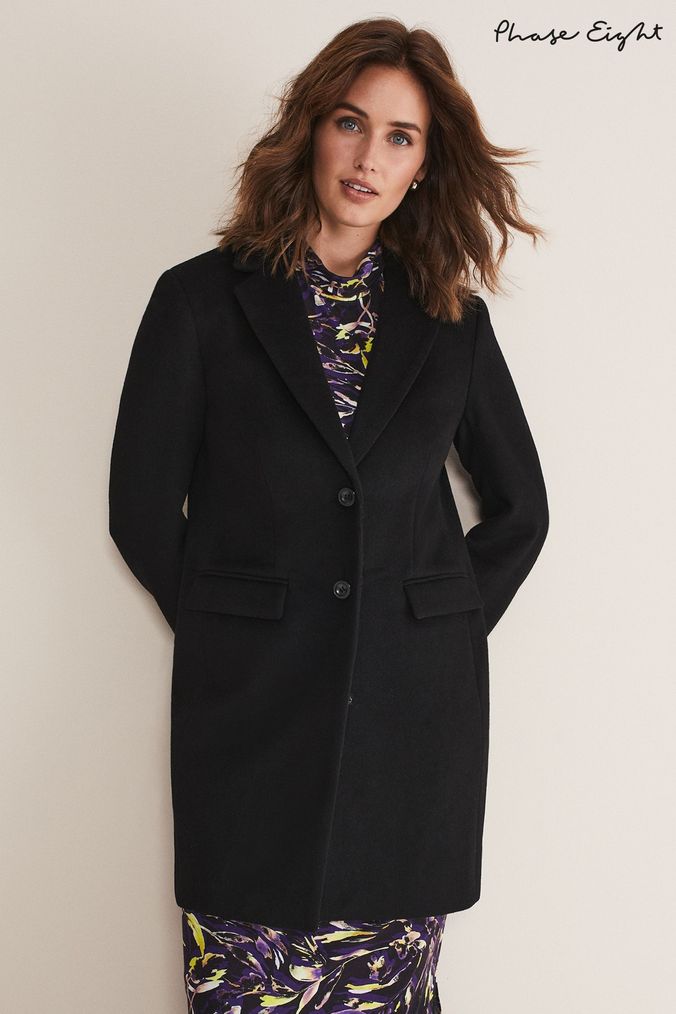 Womens Black Woolen Coats Next Official Site