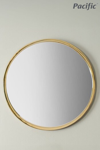 Pacific Gold Metal Round Wall Mirror (C03009) | £100