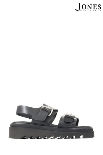 Jones Bootmaker Black Madalynn Dual Strap Chunky Sandals (C03017) | £89