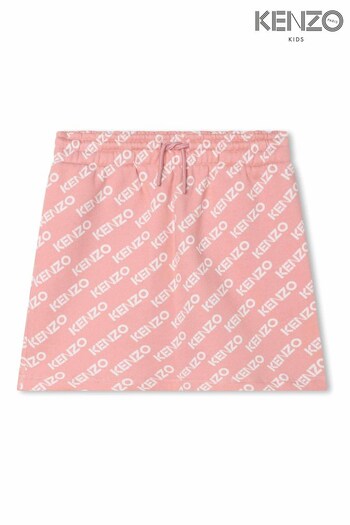 KENZO KIDS Pale Pink All Over Logo Drawstring Skirt (C03073) | £93 - £103