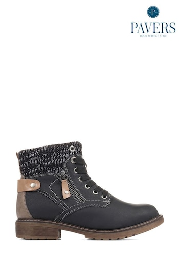 Pavers Black Lace Up Ankle Boots (C03172) | £48