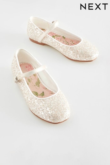 Silver Glitter Standard Fit (F) Mary Jane Occasion low Shoes (C03301) | £22 - £29