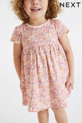 Pink Ditsy Short Sleeve Cotton Jersey Dress (3mths-7yrs) (C03303) | £2.50 - £3.50