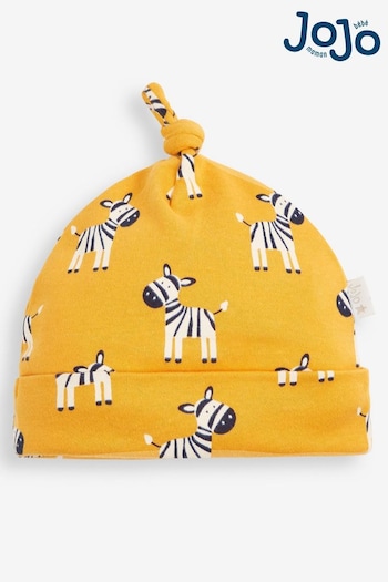 JoJo Maman Bébé Yellow Zebra Print Cotton team Hat (C03334) | £5