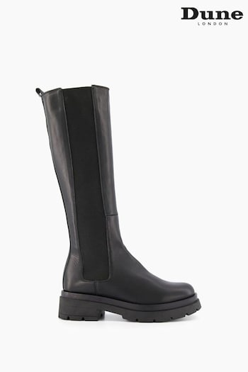 Dune London Tempas Chelsea Black High Leg Boots (C03397) | £200