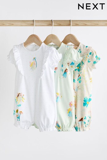 Pale Pink fairy Baby Jersey Rompers 3 Pack (C03407) | £18 - £22