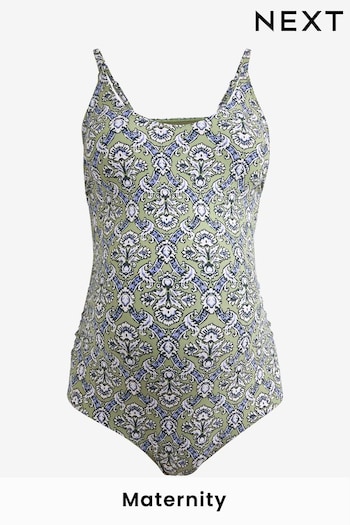 Green Woodblock Maternity Scoop Swimsuit (C03564) | £13.50