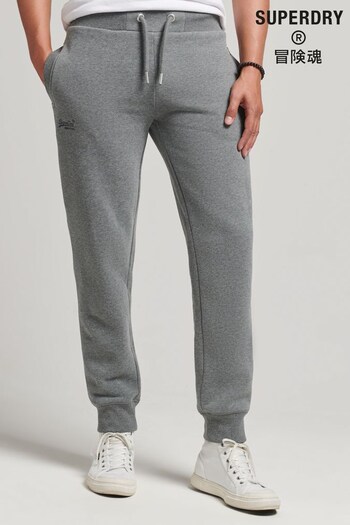 Superdry Grey Organic Cotton Vintage Logo Embroidered Joggers (C03587) | £50