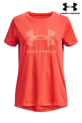 Under Armour Pink Tech Print Fill Big Logo Short Sleeve Youth T-Shirt (C03607) | £17