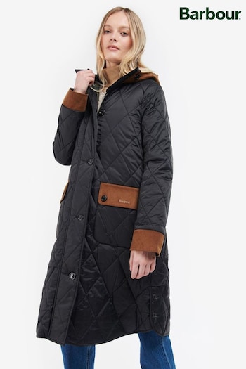 Barbour® Black Mickley Quilted Longline Jacket (C04083) | £219