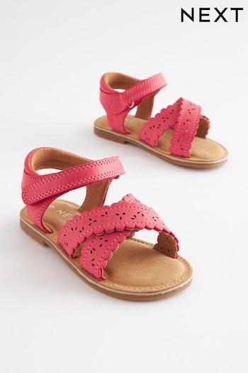 Pink Standard Fit (F) Crossover Ankle Strap Sandals (C04143) | £15 - £17