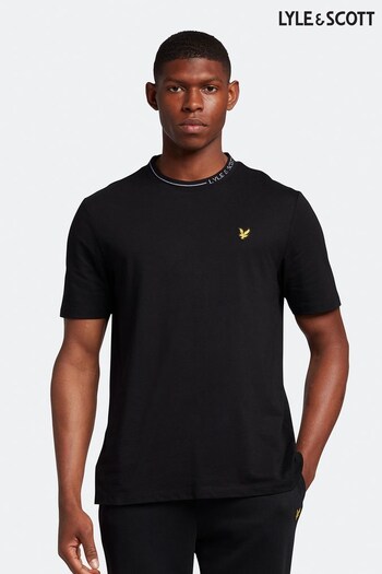 Lyle & Scott Branded Ringer Black T-Shirt (C04440) | £35