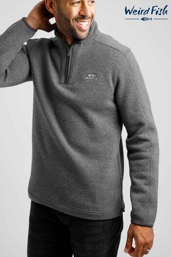 Weird Fish Grey Stowe Recycled 1/4 Zip Soft Knit (C04540) | £60