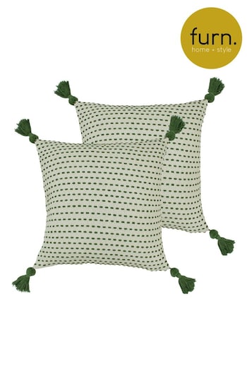 furn. 2 Pack Green Ezra Cushions (C04646) | £27