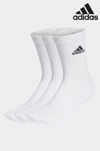 adidas METALLIC White Cushioned Crew Socks 3 Pairs (C04675) | £12