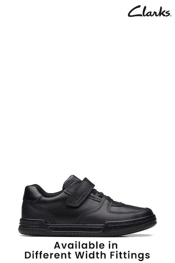 Clarks Black Multi Fit Leather Fawn Lay  Kids  Shoes 105mm (C04747) | £46 - £48