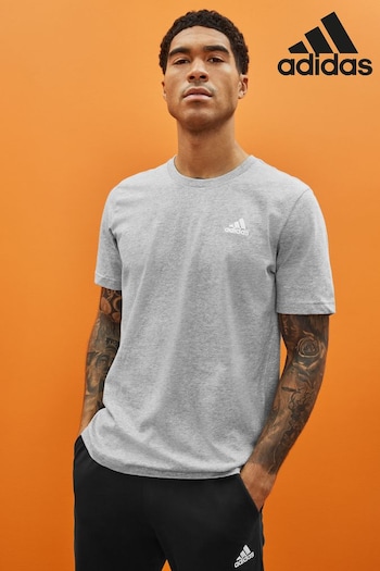 adidas Grey Sportswear Essentials Single Jersey Embroidered Small Logo T-Shirt (C04990) | £18