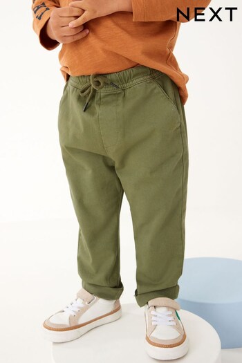 Sage Green Loose Fit Pull-On Chino Trousers lace-trim (3mths-7yrs) (C05236) | £11 - £13