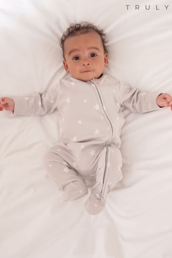 Truly Grey Star Baby Grow Without Collar (C05277) | £20