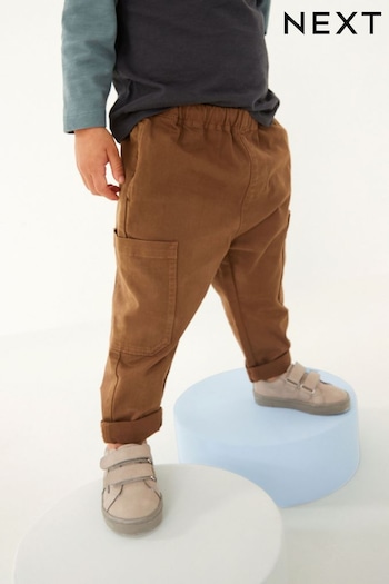Tan Brown Side Pocket Pull-On Trousers front (3mths-7yrs) (C05350) | £11 - £13