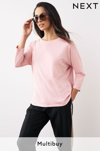 Blush Pink 3/4 Length Sleeve T-Shirt (C05551) | £11