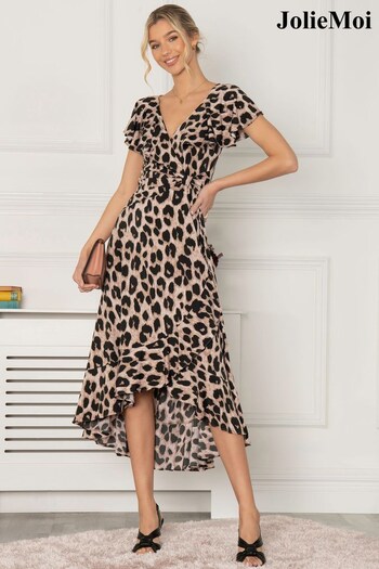 Jolie Moi Pink Gerrilyn Frill Print Dress (C05562) | £69