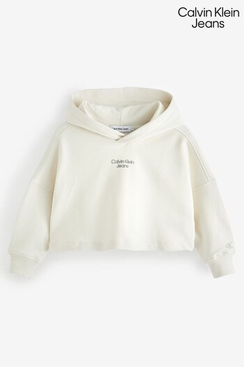 Calvin Klein Girls White Logo Hoodie (C05776) | £70