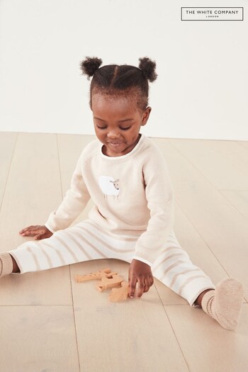 The White Company Baby Pink Fluffy Sheep Jumper and Leggings Set (C05880) | £42