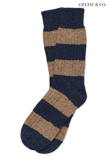 Celtic & Co. Mens Blue Donegal Stripe Socks (C05904) | £28