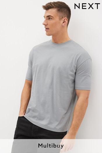 Grey Silver Relaxed Essential Crew Neck T-Shirt (C05951) | £9
