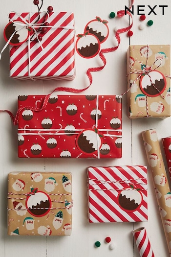 Set of 3 Santa's Squad Christmas Wrapping Paper and Accessories (C05994) | £7